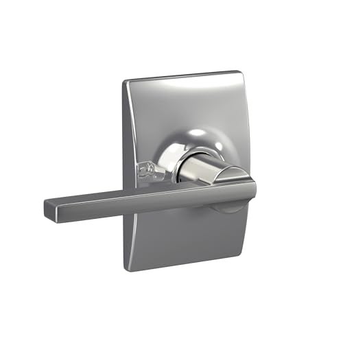 Schlage F10 LAT 625 CEN Latitude Door Lever with Century Trim, Hall & Closet Passage Lock, Bright Chrome - Image 2