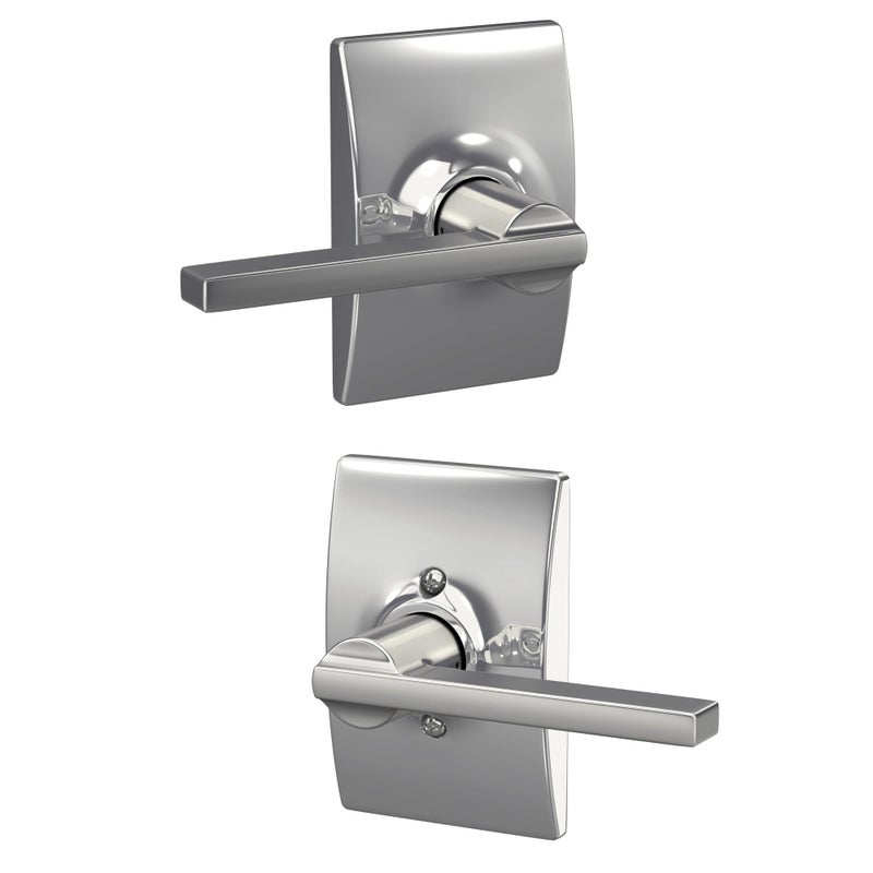 Schlage F10 LAT 625 CEN Latitude Door Lever with Century Trim, Hall & Closet Passage Lock, Bright Chrome - Image 3