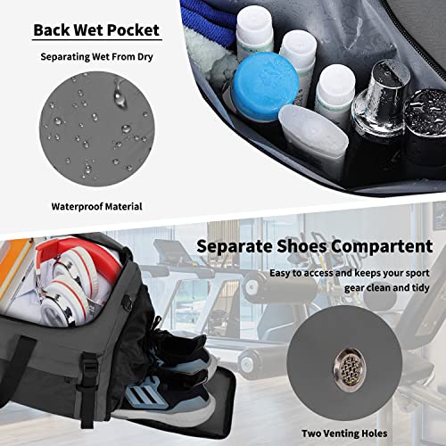 Eackrola Large Sports Gym Bag, Travel Duffel bag with Wet Pocket & Shoes Compartment for men women, 65L, Lightweight - Image 4