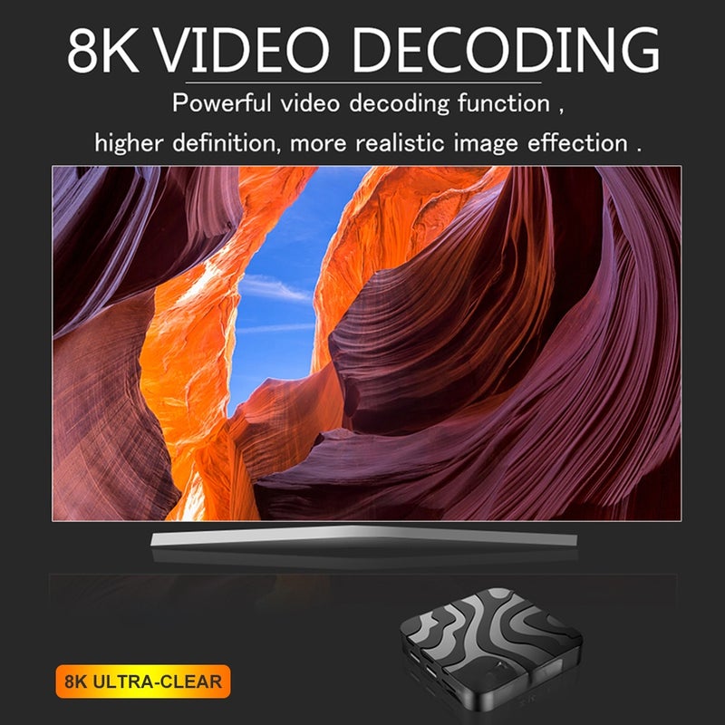 صندوق تلفزيون ذكي Android 12.0 T95MAX-H618 مع معالج رباعي النوى Cortex-A53 - مشغل الوسائط المتدفقة 8K مع دعم الواي فاي المزدوج 2.4 جيجا هرتز/5 جيجا هرتز وبلوتوث 4.0 ويو اس بي 2.0 - Image 5