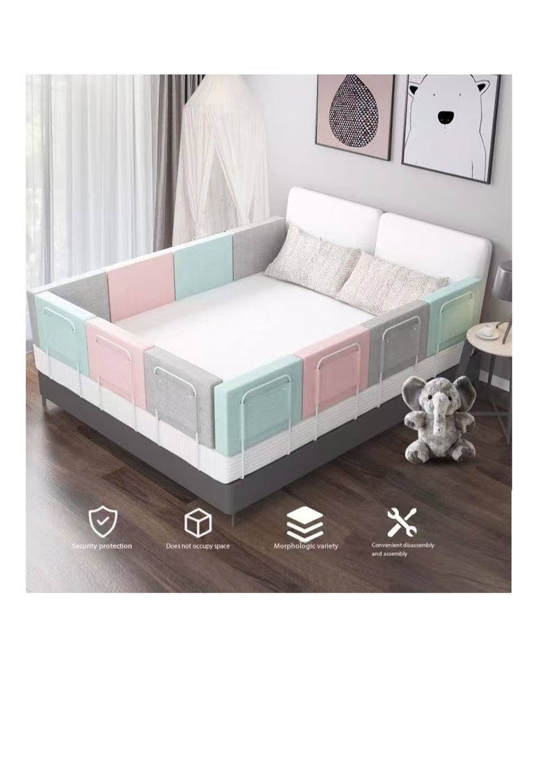 Foldable Crib Bed Rail, free combination bed barrier, children's bed safety barrier protection, upgraded reinforced safety bed fence anti-fall protector, crib guardrail, height adjustable universal bed children's bed guardrail (2-pack pink) - Image 4