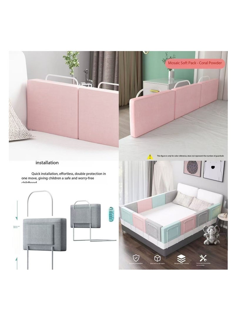 Foldable Crib Bed Rail, free combination bed barrier, children's bed safety barrier protection, upgraded reinforced safety bed fence anti-fall protector, crib guardrail, height adjustable universal bed children's bed guardrail (2-pack pink) - Image 1