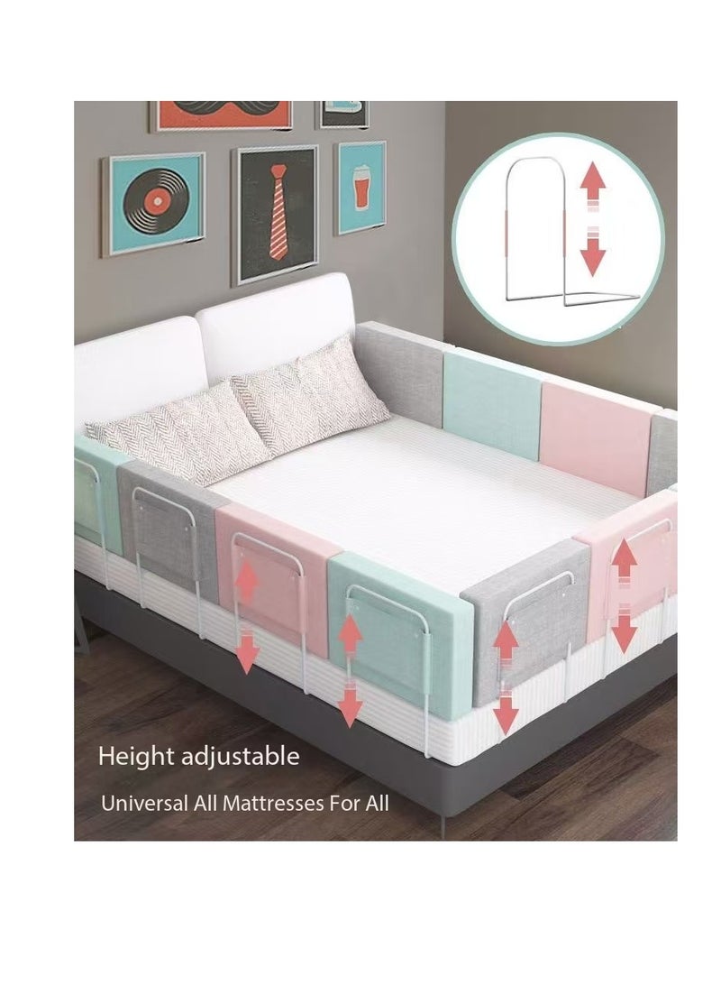 Foldable Crib Bed Rail, free combination bed barrier, children's bed safety barrier protection, upgraded reinforced safety bed fence anti-fall protector, crib guardrail, height adjustable universal bed children's bed guardrail (2-pack pink) - Image 5