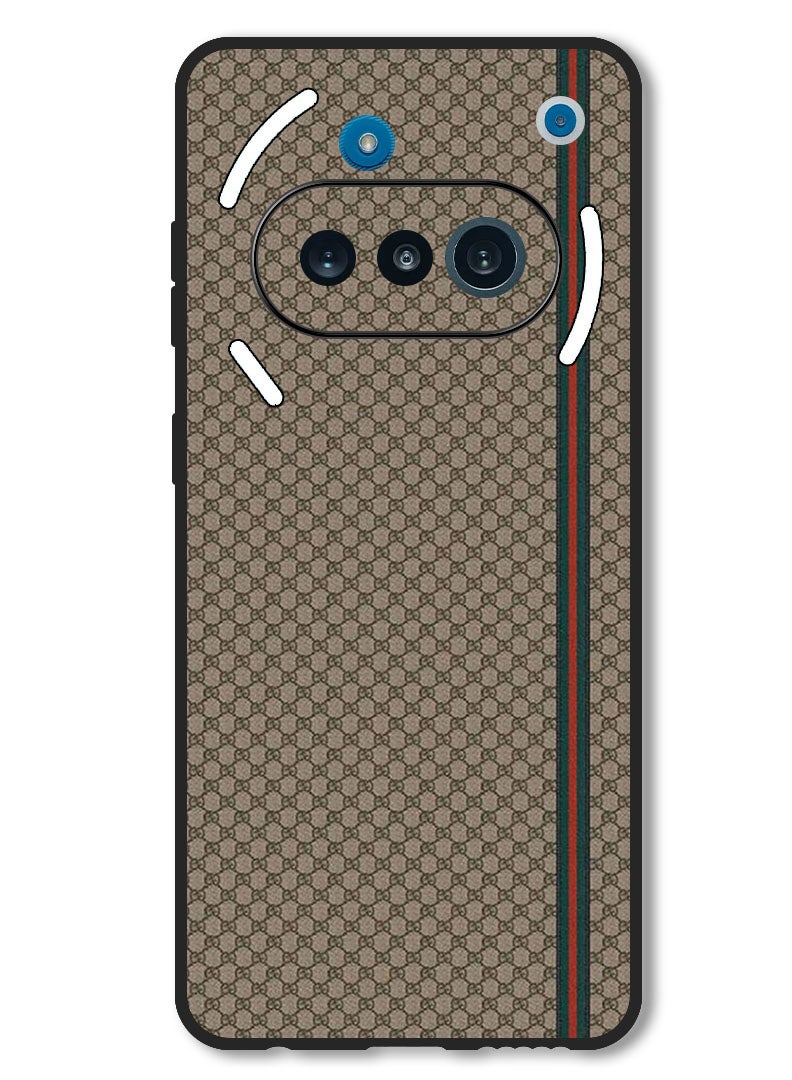 Theodor Case Compatible with Nothing Phone 3a Protection Shockproof Bumper Cover Red Green Strip On Brown Pattern - Image 1