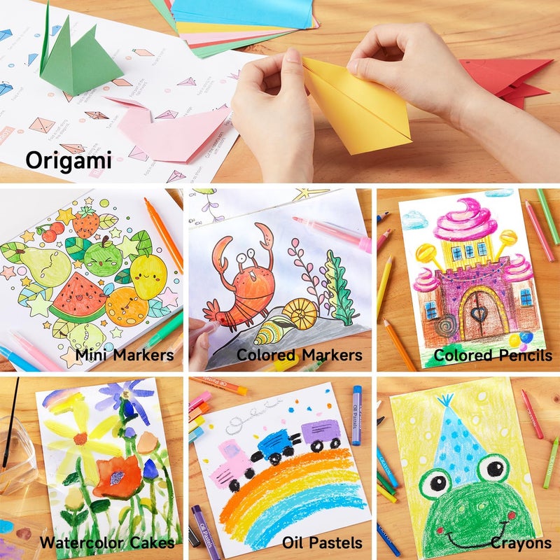 Shuttle Art 335 Piece Kids Art Set, Multi-Media Art Supplies, Gift Art Kit with Trifold Easel, 2 Drawing Pads, 2 Coloring Books, Oil Pastels, Crayons, Watercolors, Markers, Colored Pencils (Black) - Image 4