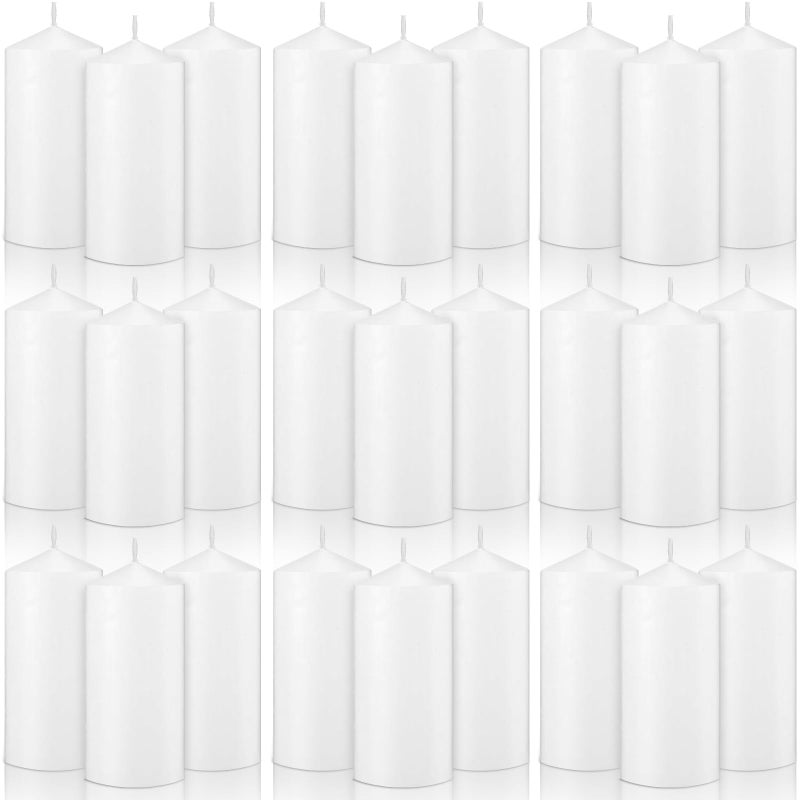 MTLEE 20 Pack White Pillar Candles Bulk 27 x 51 Inches 50 Hour Long Burning Dripless Unscented Smokeless Wax Pillar Candles Set for Wedding Birthday Parties Dinner Church Home Emergency