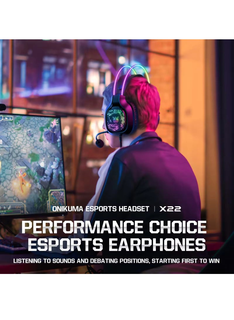 onikuma X22 E-sports Headset Computer Gaming Microphone Headset  - Image 2