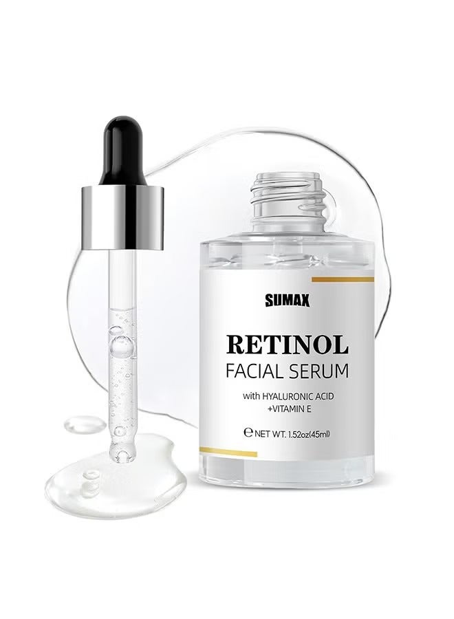SUMAX Retinol Facial Serums With Hyaluronic Acid & Vitamin C , Anti Aging Retinol Serum for Skin Repair, Retinol Serum For Face, Reduces Wrinkles, Fine Lines, Age Spots Face Serums for Women and Men 45ml - Image 1