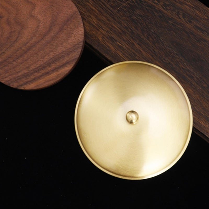 TIDTALEO Brass Ashtray Lid Medium Size Desktop Tray Lid Smokeless Windproof Cover for Home and Patio Storage Can - Image 4
