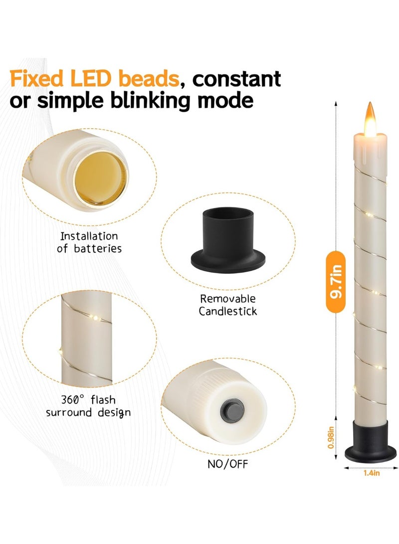 3 Pcs Flickering Flameless Battery Operated Taper Candle-Window Candles with Remote and Time-LED 3D Dynamic Flame-9.6 Inches for Wedding, Party,Home Decoration-Ivory - Image 3