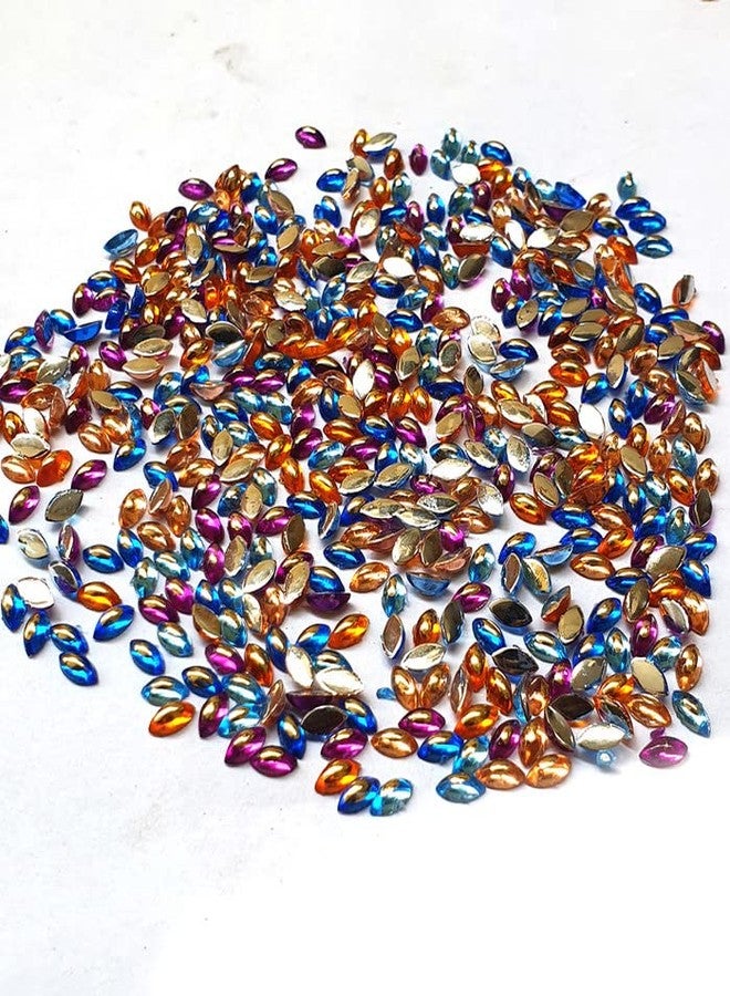 JPM Beads Crystal Finish Rhinestones Mix Color Boat Shape 3x5mm Size 1440 Pieces Multivcolor