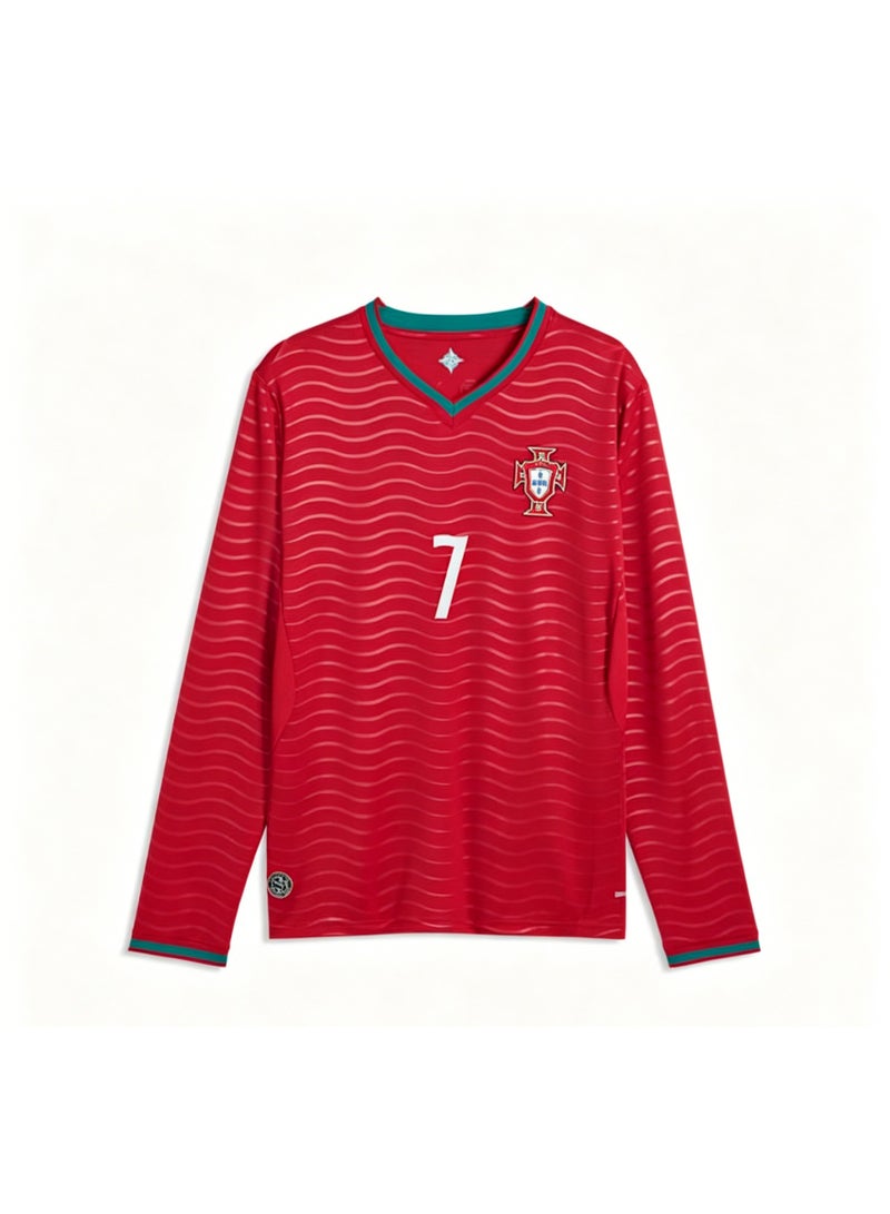 CR7 Portugal 2026 #7 Ronaldo Long Sleeve Home Player Jersey Men-Fan Version - Image 1