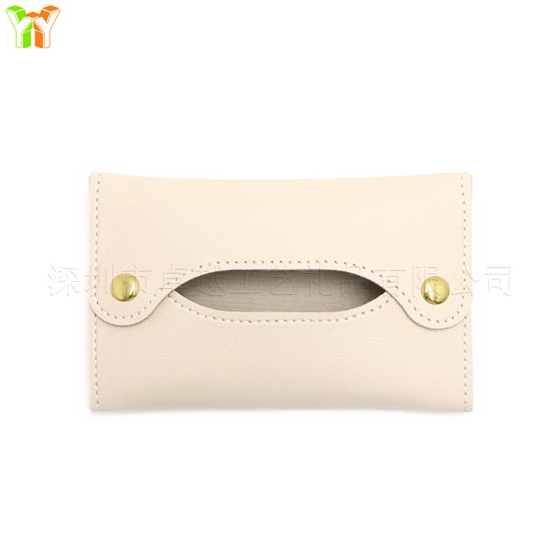 Generic Portable Mini Paper Towel Bag PU Leather Detachable Baby Wet Towel Box Home Use Portable Sanitary Napkin Holder Off-white