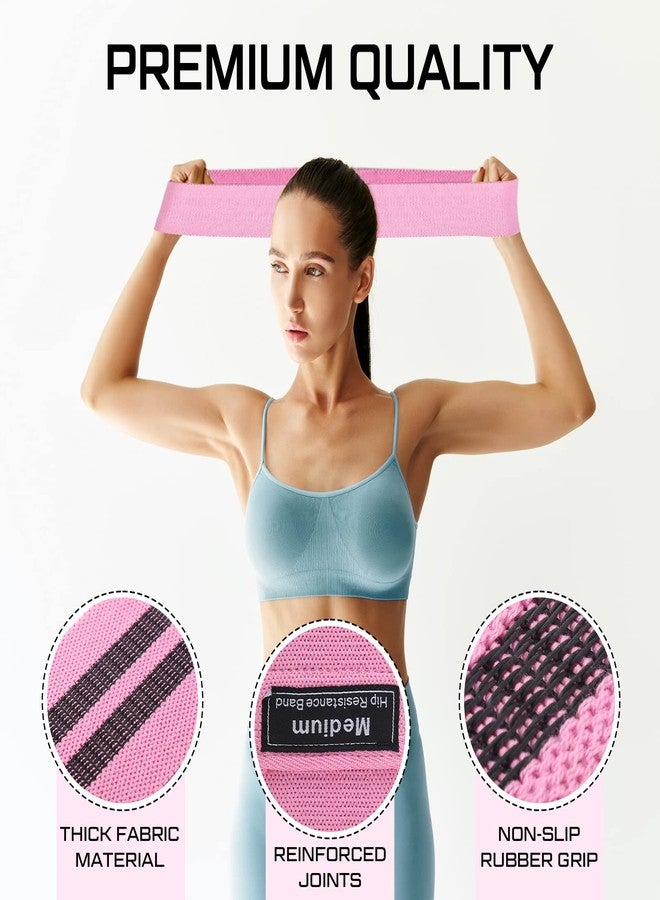 Bunnycool 24 Pcs Fabric Resistance Bands for Working Out Strength Exercise Bands for Women Men Resistance Loop for Legs and Butt, Yoga, Pilates, Rehab, Fitness and Home(Pink,Medium Resistance) - Image 4