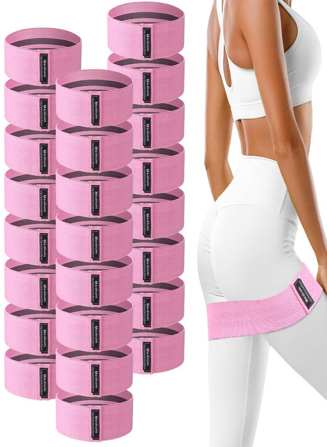 Bunnycool 24 Pcs Fabric Resistance Bands for Working Out Strength Exercise Bands for Women Men Resistance Loop for Legs and Butt, Yoga, Pilates, Rehab, Fitness and Home(Pink,Medium Resistance) - Image 1