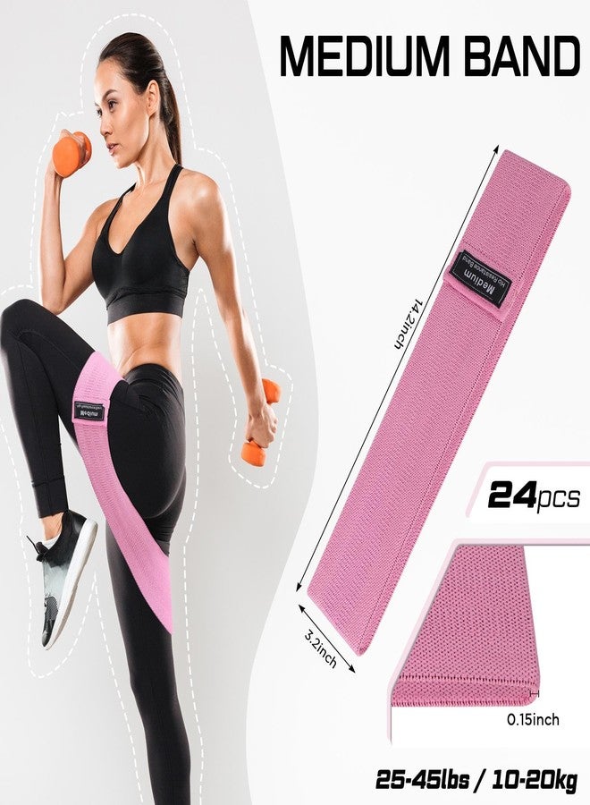 Bunnycool 24 Pcs Fabric Resistance Bands for Working Out Strength Exercise Bands for Women Men Resistance Loop for Legs and Butt, Yoga, Pilates, Rehab, Fitness and Home(Pink,Medium Resistance) - Image 2