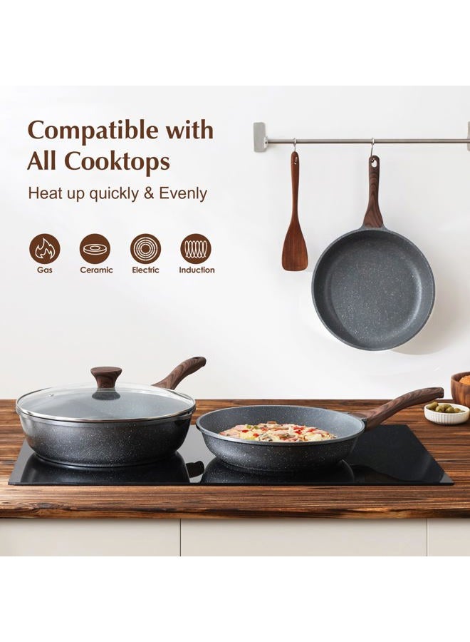 Sensarte Nonstick Frying Pan Skillet, Swiss Granite Coating Omelette Pan, Healthy Stone Cookware Chef's Pan, PFOA Free (8/9.5/10/11/12.5 Inch) (9.5 Inch) - Image 3