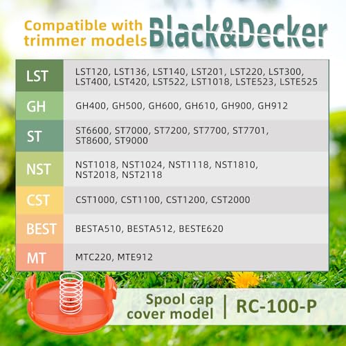YWTESCH 16 Pack Weed Eater String Compatible with Black+Decker, 360ft 0.065" AF-100 Replacement Spool, Autofeed String Trimmer Line Fit for Black+Decker Weed Wacker(12 Spools,4 Spool Caps,4 Springs) - Image 5