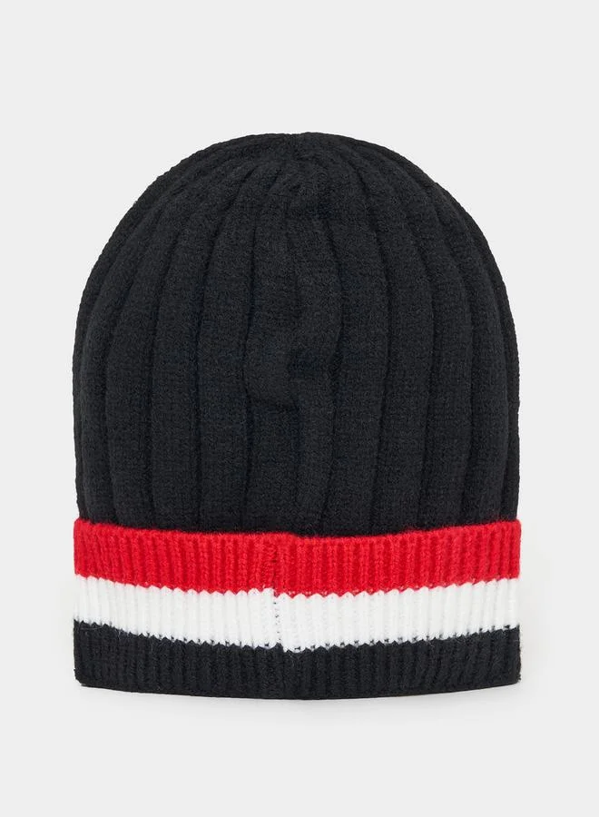 Styli Contrast Detail Knit Beanie