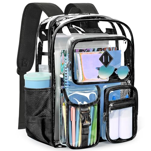 ZORFIN 17 Inch Clear Backpack Large Transparent Bookbag with Reinforced Straps for School College Work - Image 1