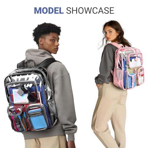 ZORFIN 17 Inch Clear Backpack Large Transparent Bookbag with Reinforced Straps for School College Work - Image 3