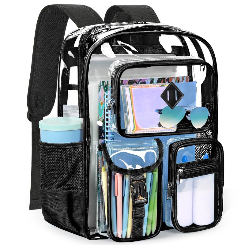 ZORFIN 17 Inch Clear Backpack Large Transparent Bookbag with Reinforced Straps for School College Work - Image 2