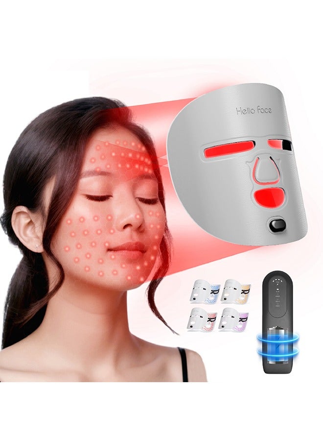 Loquat Blue Red Light Therapy Mask for Face, Red + Infrared Light Therapy Mask for Face, 4 Modes LED Face Mask Skincare at Home, Grey - Image 1