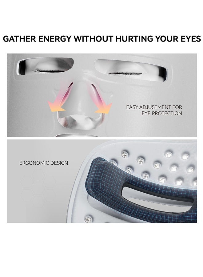 Loquat Blue Red Light Therapy Mask for Face, Red + Infrared Light Therapy Mask for Face, 4 Modes LED Face Mask Skincare at Home, Grey - Image 3