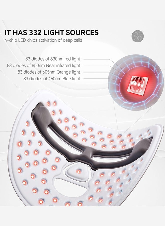 Loquat Blue Red Light Therapy Mask for Face, Red + Infrared Light Therapy Mask for Face, 4 Modes LED Face Mask Skincare at Home, Grey - Image 5