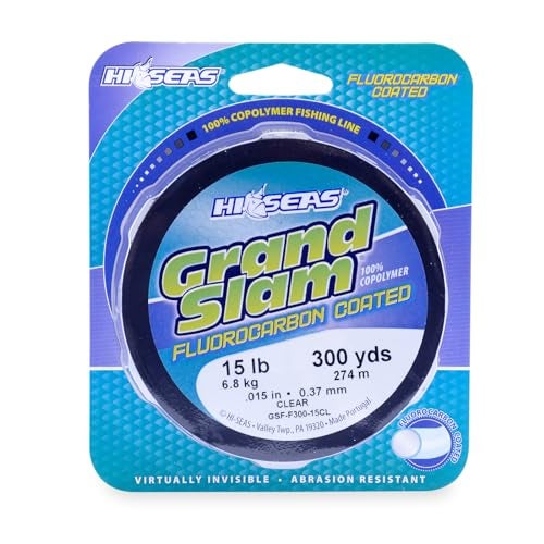HI-SEAS Grand Slam Fluorocarbon Coated Fishing Line, 15 lb Test, .015" Diameter, Clear, 300 yd - Image 1