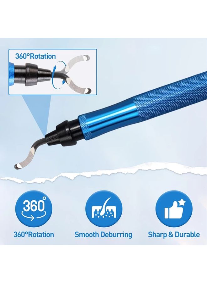 Blue Deburring Tool Set With 10 High Speed Steel Blades For Metal Resin Plastic - Image 5