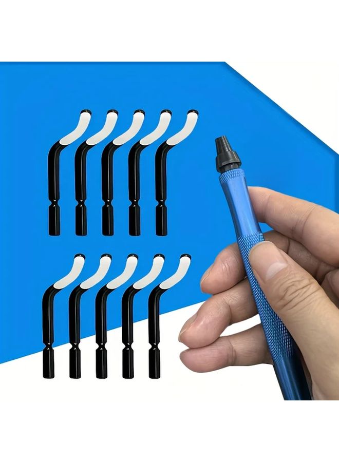 Blue Deburring Tool Set With 10 High Speed Steel Blades For Metal Resin Plastic - Image 1