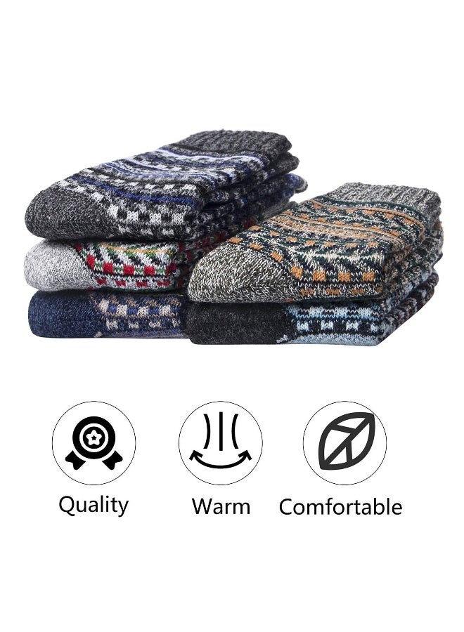 Womens Wool Socks, 5 Pairs Thick Knit Vintage Winter Warm Cozy Crew Socks Gifts - Image 3