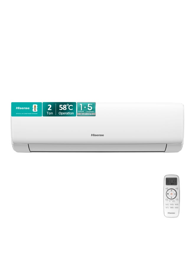 Hisense 2 Ton Split AC, Air Conditioner, 24000 BTU with  Piston Rotary R410A compressor,  Cooling up to 58℃, LED Hidden Display, ESMA 1 Star Energy Saving, Golden Fins, 4D Airflow, Anti-Midew Running, Auto Restart, Dimmer, Timer, Fast-Cooling AS-24CT4SKFKB00 White - Image 1