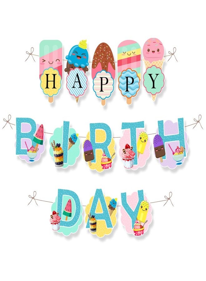 Suruchi Strokes Ice Cream Theme Party Birthday Decoration | Birthday Banner Bunting for Kid Candy Land Theme Party - Image 1