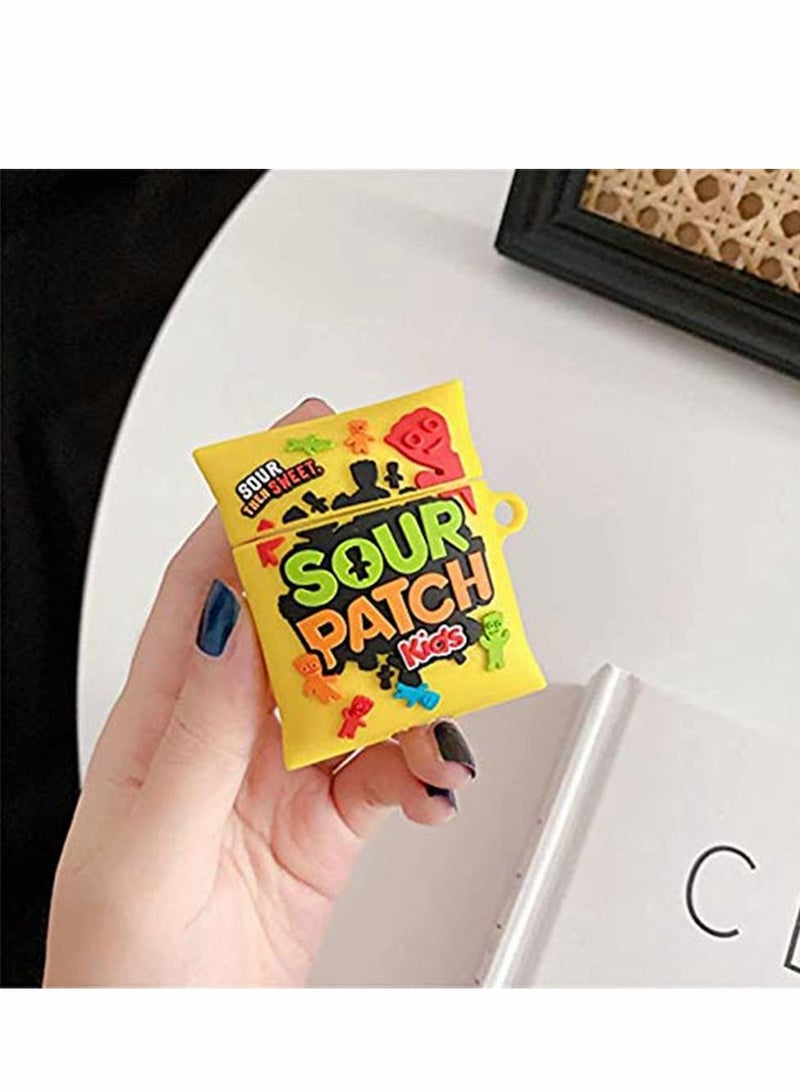 KASTWAVE Earphone Case, for Airpod 2 1 Case Soft Silicone, Cartoon Kawaii Funny Cover Fashion Food Protective Skin Accessories Keychain Girls Teens Cases Air Pods Compatible Airpods 2 1 Candy (Yellow) - Image 2