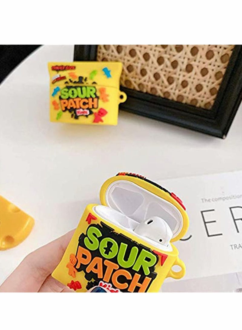 KASTWAVE Earphone Case, for Airpod 2 1 Case Soft Silicone, Cartoon Kawaii Funny Cover Fashion Food Protective Skin Accessories Keychain Girls Teens Cases Air Pods Compatible Airpods 2 1 Candy (Yellow) - Image 3