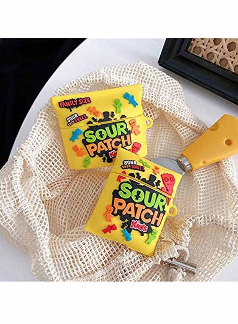 KASTWAVE Earphone Case, for Airpod 2 1 Case Soft Silicone, Cartoon Kawaii Funny Cover Fashion Food Protective Skin Accessories Keychain Girls Teens Cases Air Pods Compatible Airpods 2 1 Candy (Yellow) - Image 4