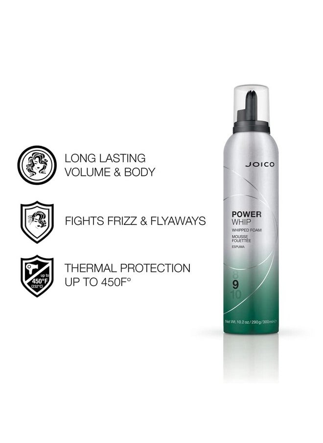 JOICO Oico Power Whip Whipped Foam ; For Most Hair Types ; Add Volume & Body ; Thermal Heat Humidity & Pollution Protection ; Boost Shine ; Control Frizz & Flyaways ; Silicone & Paraben Free ; 10.2 Fl Oz  - Image 3