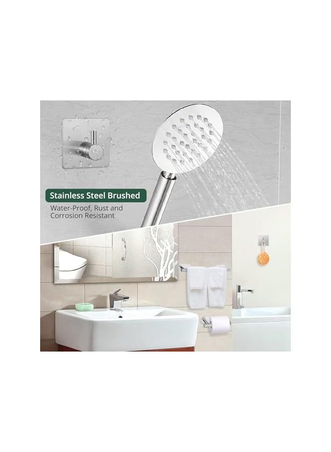 S-TOP Adhesive Towel Bar 5 Pcs Self Adhesive Bathroom Hardware Accessory Kit ， Towel Hook Stainless Steel Wall Mount Towel Holder(NO Drilling) (Sliver) - Image 4