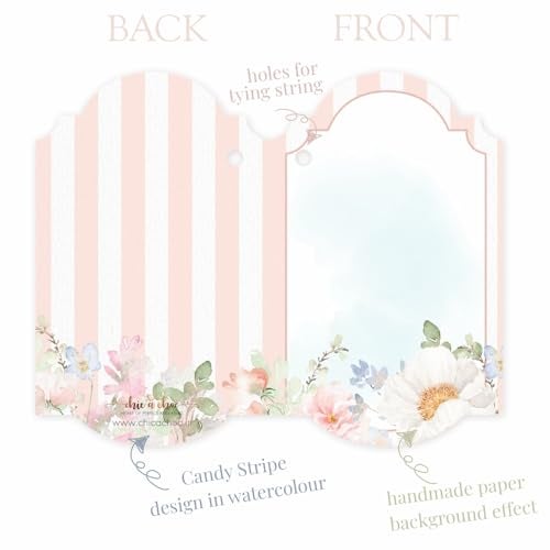 Chic a Choc Write Your Own Message' Blank Gift Tags. 50 Folding Gift Cards in a Beautiful Watercolour Floral Design. with Jute String for attaching to Gifts and Cake Boxes. - Image 5