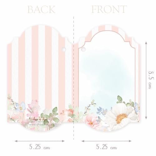 Chic a Choc Write Your Own Message' Blank Gift Tags. 50 Folding Gift Cards in a Beautiful Watercolour Floral Design. with Jute String for attaching to Gifts and Cake Boxes. - Image 2