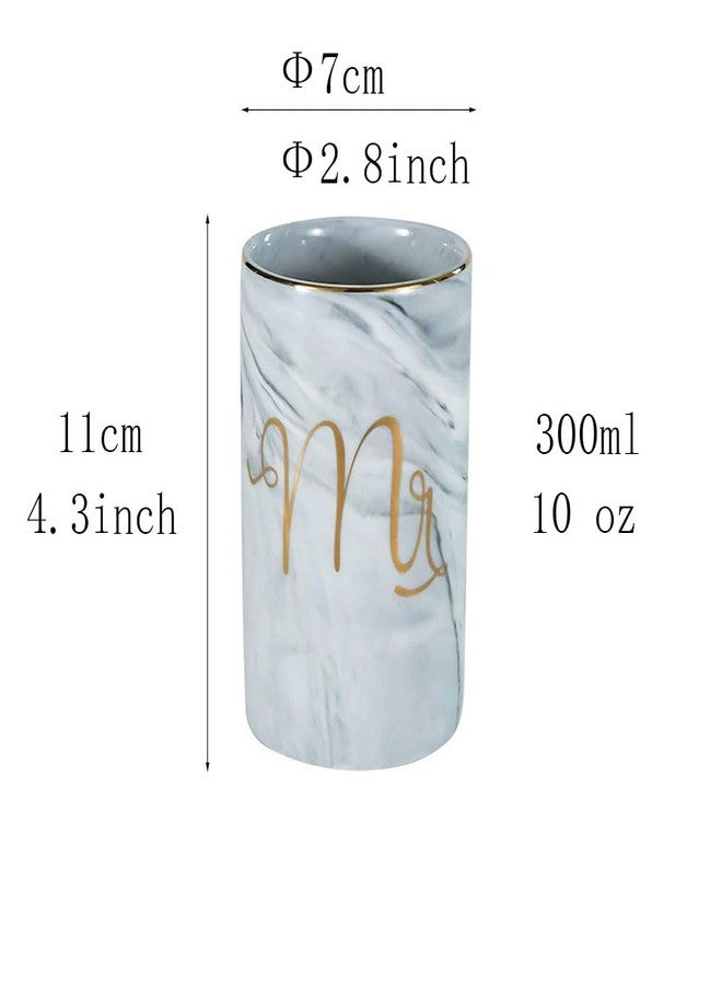 RabyLeo Marble ceramic mug, creative ceramic toothbrush holder, simple couple mouthwash cup. (Grey & A) - Image 2
