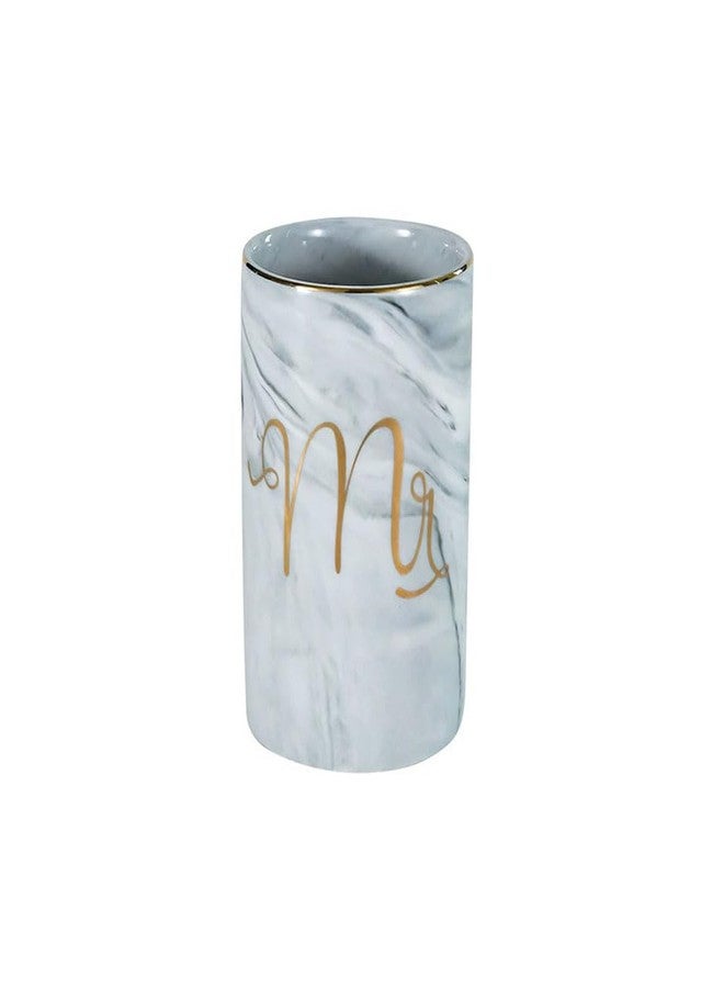 RabyLeo Marble ceramic mug, creative ceramic toothbrush holder, simple couple mouthwash cup. (Grey & A) - Image 1
