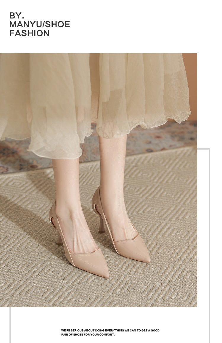 Women's Elegant Patent Leather Slingback Pumps with Pointed Toe and Stiletto Heel for Daily Wear - Image 5