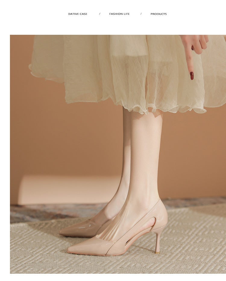 Women's Elegant Patent Leather Slingback Pumps with Pointed Toe and Stiletto Heel for Daily Wear - Image 3