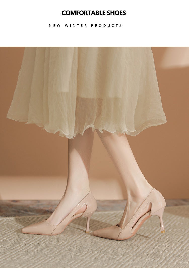 Women's Elegant Patent Leather Slingback Pumps with Pointed Toe and Stiletto Heel for Daily Wear - Image 4