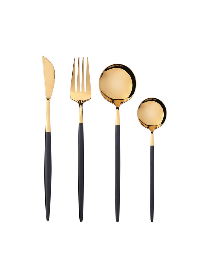 Sunhome 24-Piece Stainless Steel Cutlery Set Spoon Set Spoon Fork Set Gold - Image 5