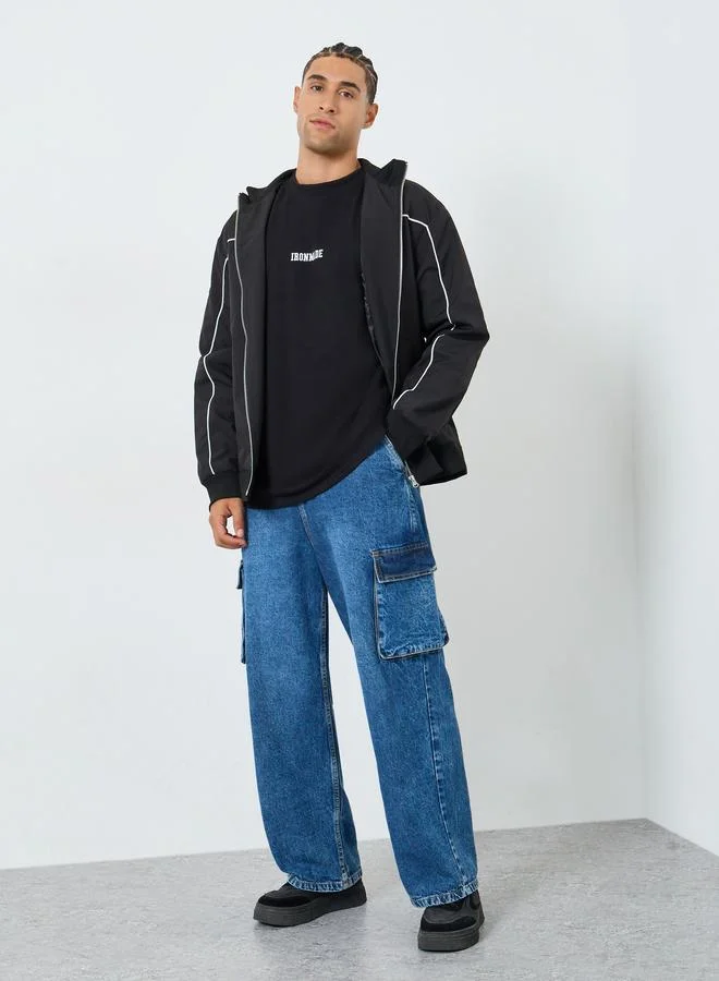 ستايلي اكتيف تيشيرت رياضي واسع بياقة وهمية