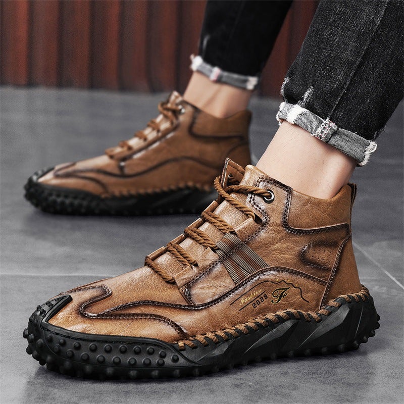 Men's Casual Martin Boots, Mid-Top, Warm Lined, Large Size - Image 1